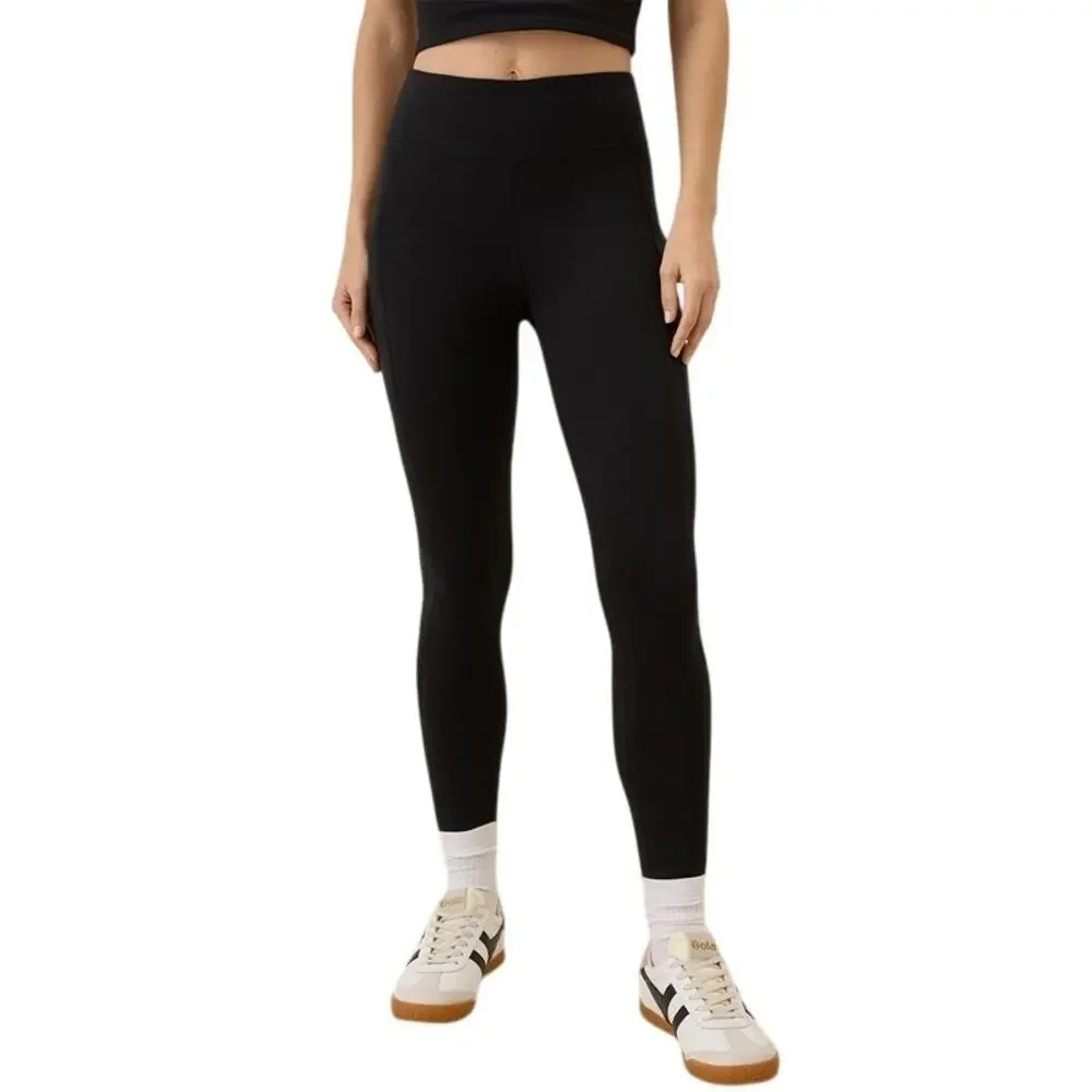 Pact Womens Small Black Organic Cotton Blend On the Go To Pocket Leggings V3-16